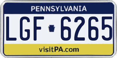 PA license plate LGF6265