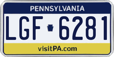 PA license plate LGF6281