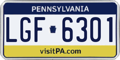 PA license plate LGF6301
