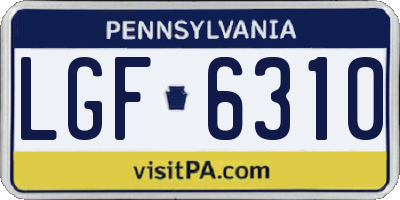 PA license plate LGF6310
