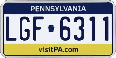 PA license plate LGF6311