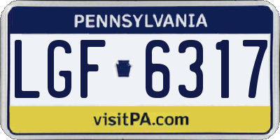 PA license plate LGF6317