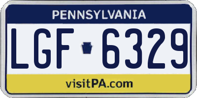 PA license plate LGF6329