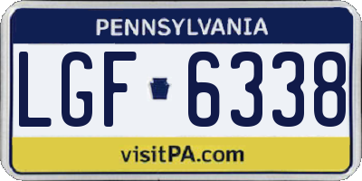 PA license plate LGF6338