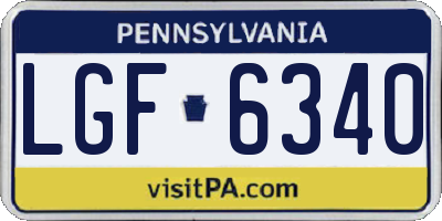 PA license plate LGF6340