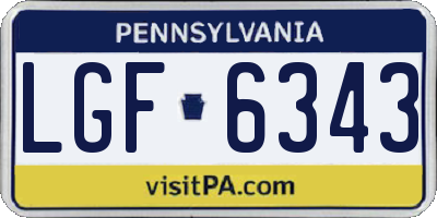 PA license plate LGF6343