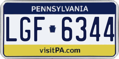 PA license plate LGF6344