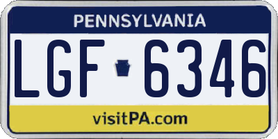 PA license plate LGF6346