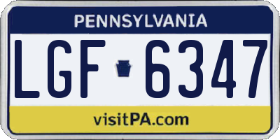 PA license plate LGF6347