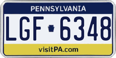 PA license plate LGF6348