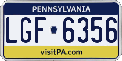 PA license plate LGF6356