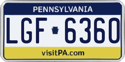PA license plate LGF6360