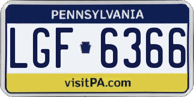 PA license plate LGF6366