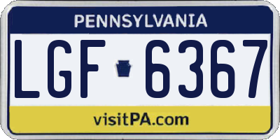 PA license plate LGF6367
