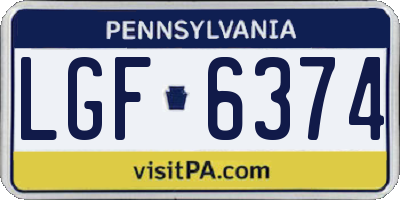PA license plate LGF6374