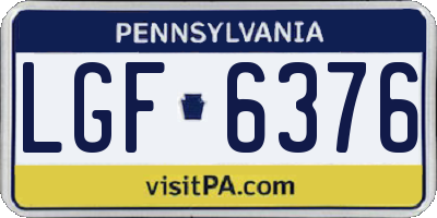 PA license plate LGF6376