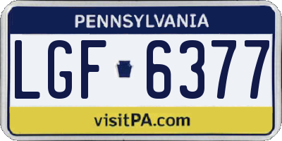PA license plate LGF6377