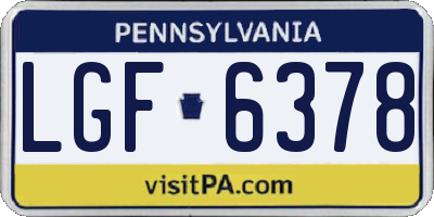 PA license plate LGF6378