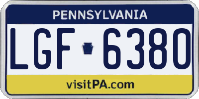 PA license plate LGF6380