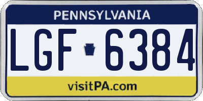 PA license plate LGF6384