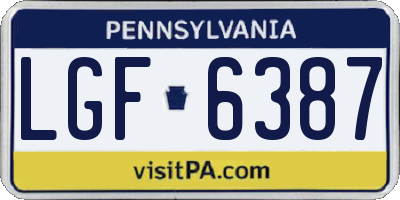 PA license plate LGF6387