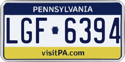 PA license plate LGF6394