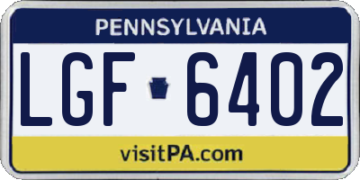 PA license plate LGF6402