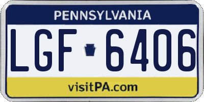 PA license plate LGF6406