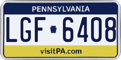 PA license plate LGF6408