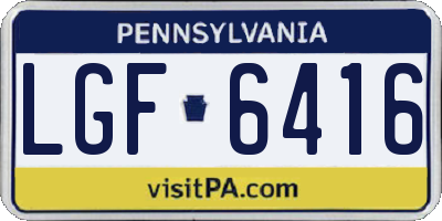 PA license plate LGF6416