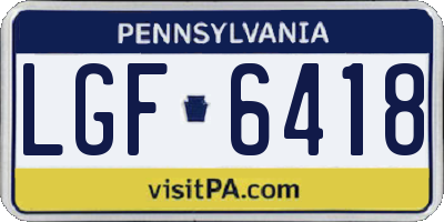 PA license plate LGF6418