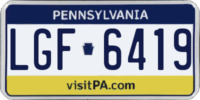 PA license plate LGF6419