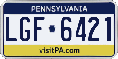 PA license plate LGF6421