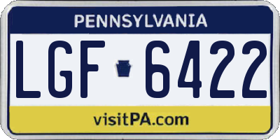 PA license plate LGF6422