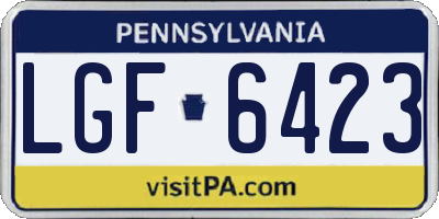 PA license plate LGF6423