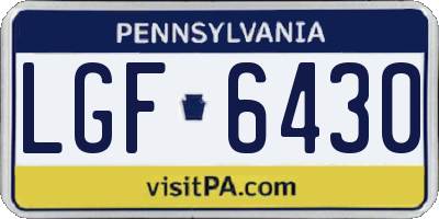 PA license plate LGF6430