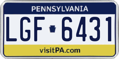 PA license plate LGF6431