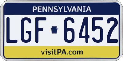 PA license plate LGF6452