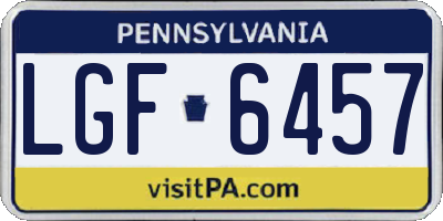 PA license plate LGF6457