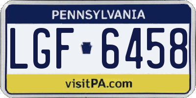 PA license plate LGF6458