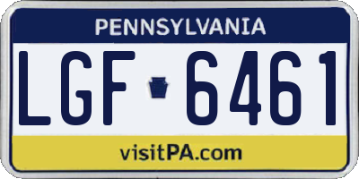 PA license plate LGF6461