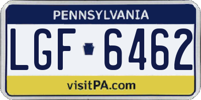 PA license plate LGF6462