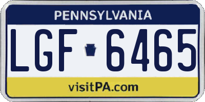 PA license plate LGF6465