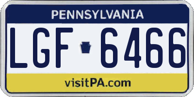 PA license plate LGF6466