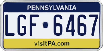 PA license plate LGF6467