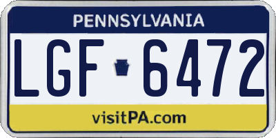 PA license plate LGF6472