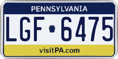 PA license plate LGF6475
