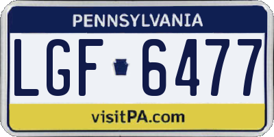 PA license plate LGF6477