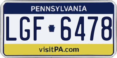 PA license plate LGF6478