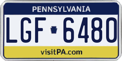 PA license plate LGF6480